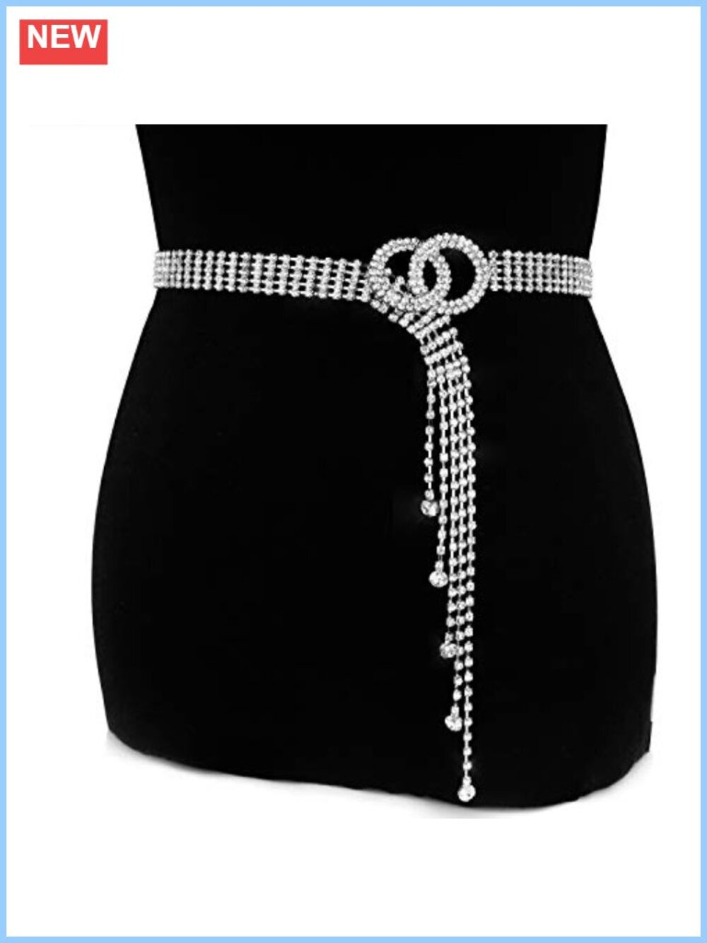 Rhinestone Crystal Waist Belt Alloy O-Ring Chain for Dress